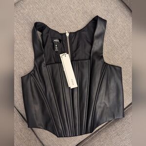 aqua faux leather crop fop